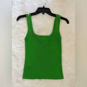 H&M Bright Green Ribbed Square-Neck Tank Top